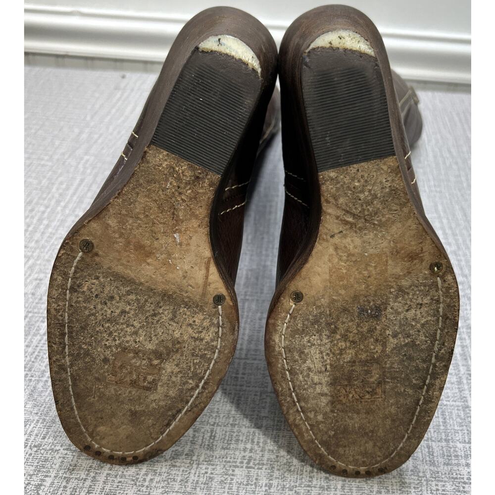 Frye Caroline Campus Mid Shaft Wedge Boots Women's Size 9.5 Brown Leather Heels - Picture 6 of 15